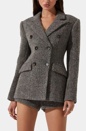 Astr Verity Double Breasted Blazer In Taupe Grey