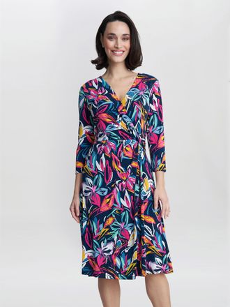 Gina Bacconi Womens Carmel Jersey Wrap Dress - Navy - Size 8 UK