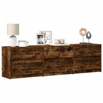 Berkfield Home TV Cabinet with LED Smoked Oak 180x34x50 cm Engineered Wood in Brown | Size: 180 x 34 x 50 cm