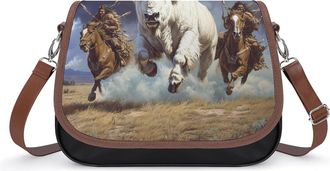 Generic U.S. Indian And Buffalo Small Womens Crossbody Bags Shoulder Handbag with Adjustable Strap for Travel