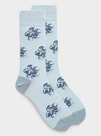 Paul Smith Mens Large flower blue dress socks