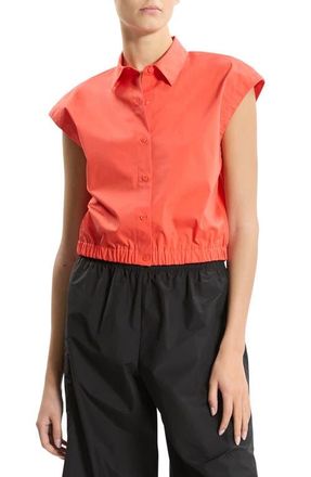 Theory Crop Cap Sleeve Shirt in Poppy at Nordstrom, Size X-Large