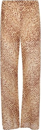 Zimmermann Mid-Rise Tan Leopard Cotton Cascadian Bias Pants