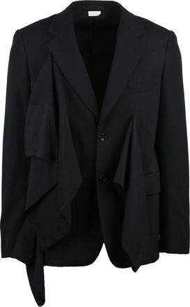 Comme Des Gar&ccedil;ons Black Draped Panels Button Front Wool Jacket