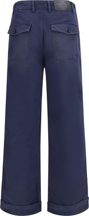 Acne Studios Mens Pants Cotton Twill Navy Blue Trousers