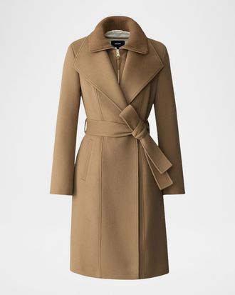 Mackage Norita-Z Wool Wrap Coat with Removable Bib