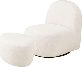 Moloo Sill&oacute;n giratorio y puf a juego en tela color crudo