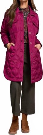 Tribal Long Quilted Jacket In Plum Wine