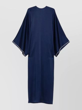 Stella McCartney maxi dress pearls satin round neckline sleeves