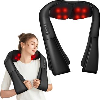 OEM Masajeador De Espalda Y Cuello, Masajeador T&eacute;rmico 3d Para Cuello, Masajeador De Espalda Para Aliviar El Dolor Muscular, Cuero Sint&eacute;tico, Regalo Para 