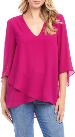 Karen Kane Asymmetrical Crepe Top in Magenta Pink at Nordstrom, Size X-Small