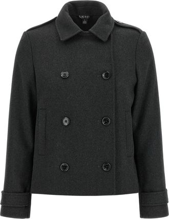 Ralph Lauren Jassen, Dames, Grijs, M, Wol, Korte Dubbele Jas