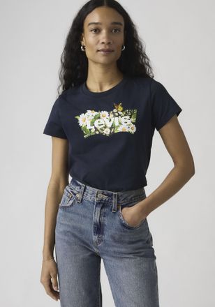 Levi's T-Shirt LEVIS LSE THE PERFECT TEE, Damen, Gr. XS (34), daisy bw navy blazer, Jersey, Obermaterial: 100% Baumwolle, figurumspielend h&uuml;ftlang, Rundhals,