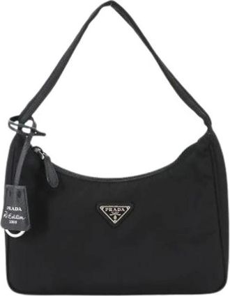 Prada Pre-owned Shoulder Bags, female, Black, Size: ONE SIZE Pre-owned Nylon Shoulder Bag