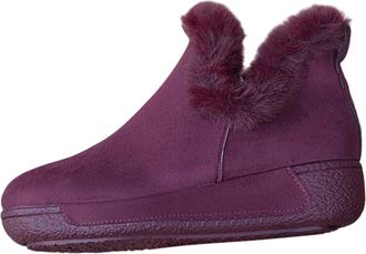 Generic Womens Winter Ankle Boots Warm Faux Fur Lining Slip On Snow Boots Casual Cozy Flat Loafer Shoes Warm Anti-Slip Short Boot Wide Fit Hiking Booties Plus