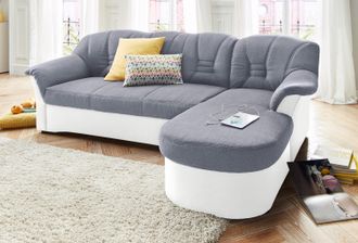 Domo Collection Ecksofa »Elva, zeitlose Formensprache, elegante Rückensteppung, L-Form« wahlweise mit Bettfunktion und Federkern