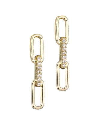 Adornia Adornia 14K Plated Cz Mini Paperclip Drop Earrings