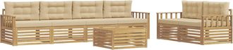 vidaXL Conjunto De Sof&aacute;s De Exterior 7 Uds. Y Beige Poli&eacute;ster Vidaxl