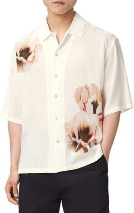 AllSaints Floraison Floral Print Shirt in Ecru at Nordstrom, Size Xx-Large