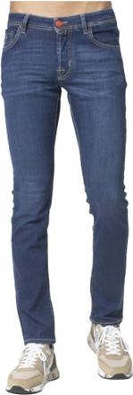 Jacob Cohen Slim Fit Blue Jeans met Oranje Details - Heren - Skinny Jeans - Blauw - W40 - Katoen - Jeans