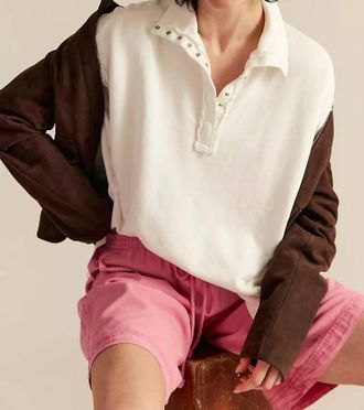 Free People Camden Henley Sweatshirt In Optic White