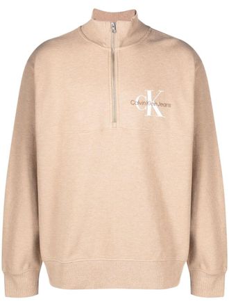 Calvin Klein Jeans monologo waffle high-neck sweatshirt - Neutrals