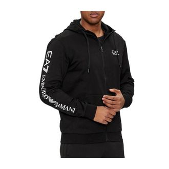 Emporio Armani Logo Series Hooded Cotton Zip-up Sweatshirt - male - Emporio Armani EA7 - Zip-throughs - Black - XL - Sweatshirts & Hoodies