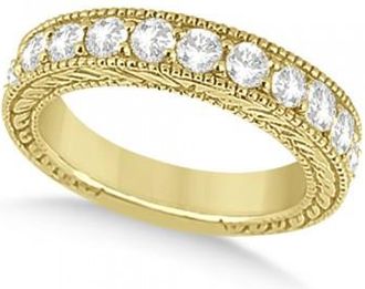 Allurez Antique Diamond Engagement Wedding Ring Band 18k Yellow Gold (1.10ct)