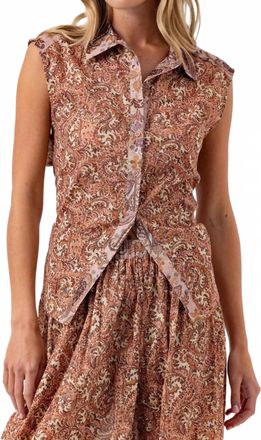 Sundays Arlyn Open Back Shirt In Floral Vine