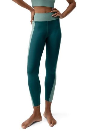 Born Living Yoga Maiko 7/8 Performance Medium Rise Sport Legging in Iceberg Green/deep Green at Nordstrom, Size X-Small Eu