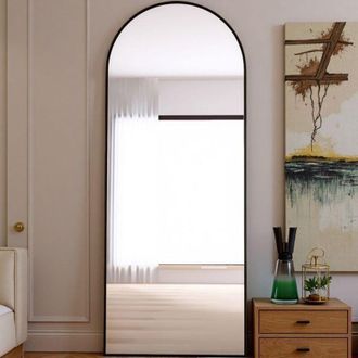 OEM Espejo De Pie - 60x165 Cm - Aluminio Negro Cepillado - Vidrio Templado - Dise&ntilde;o Contempor&aacute;neo