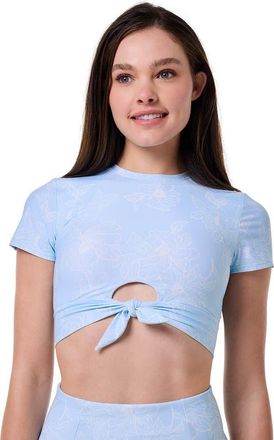 Coolibar Womens Swim Crop Top - UPF 50+ Sun Protection - Hibiscus in Skyride Perfect Peony at Nordstrom, Size Medium