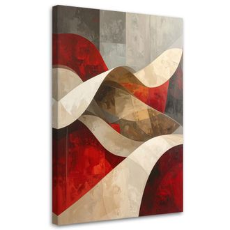 Feeby Impresi&oacute;n De Imagen, Abstracci&oacute;n Olas Beige Rojo, 80x120