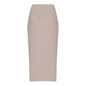 Pinko Midi Skirts, female, Beige, Size: S Rainbow Skirt in Lurex Piqu&eacute; Sweatshirt Fabric