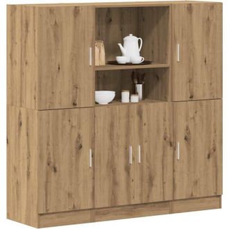 vidaXL Set De Muebles Cocina 3 Pzas Madera Ingenier&iacute;a Roble Artesanal Vidaxl