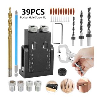 OEM Juego De 39 Piezas De Perforadoras De Carpinter&iacute;a Negras Con &Aacute;ngulo De 15 Grados Para La Instalaci&oacute;n De Juntas En Tablas De Madera