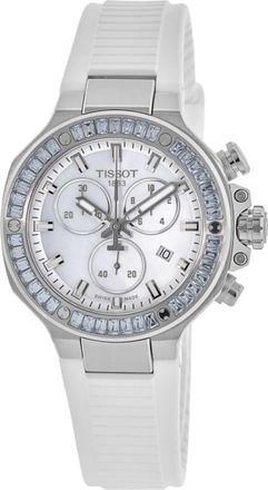 Tissot T-Race Chronograph White Mother of Pearl Dial Rubber Strap Womens Watch T141.817.97.111.00