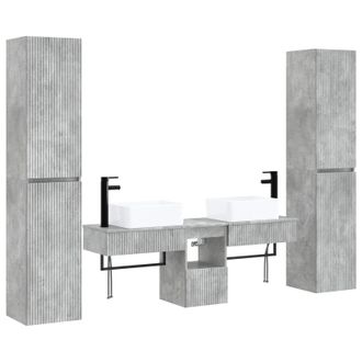 vidaXL Juego De Muebles De Ba&ntilde;o 5 Uds. Gris Hormig&oacute;n Vidaxl