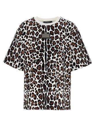 Dolce & Gabbana Animal Print Logo Plaque T -shirt