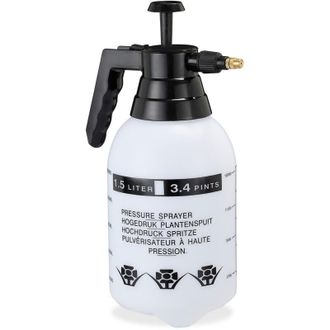 Relaxdays Relaxdays - 10 Pulverizadores Agua Presi&oacute;n, Boquilla Ajustable, Vaporizador Para Plantas, Jard&iacute;n, 1,5 L, Pe-lat&oacute;n, Negro