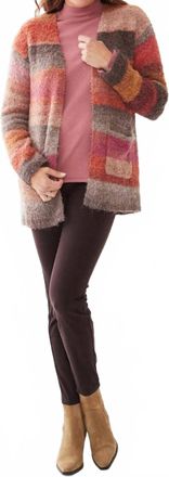 FDJ Sheila Striped Space Dye Cardigan In Brown, Pink, Burgundy, Orange