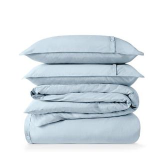 Bare Home 100% Organic Cotton Percale Duvet Cover and Sham Set in Winter Blue at Nordstrom, Size Queen