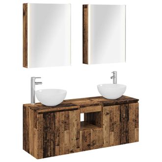 vidaXL Juego De Muebles De Ba&ntilde;o 5 Uds. Madera Envejecida Vidaxl