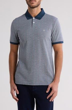 Original Penguin Line Print Birds Eye Piqu&eacute; Polo in Blue Wing Teal at Nordstrom Rack, Size Xx-Large