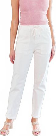 Judy Blue Womens High Rise Denim Drawstring Waistband Jogger In Ecru