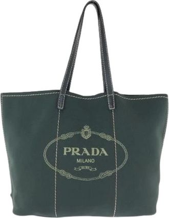 Prada Pre-owned Tote Bags, female, Green, Size: ONE SIZE Pre-owned Leather Neoprene 2way Tote Bag