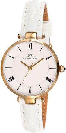 Porsamo Bleu Bellevue Leather Strap Watch, 32mm in White Gold Tone at Nordstrom Rack