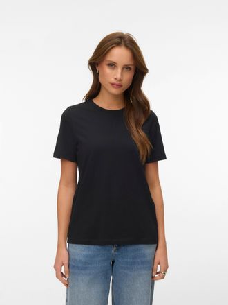 Vero Moda T-Shirt VERO MODA VMPAULINA SS T-SHIRT 2-PACK JRS, Damen, Gr. XL, schwarz pack:balsam gr&uuml;n, Jersey, Obermaterial: 100% Baumwolle, unifarben, regular f