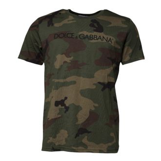 Dolce & Gabbana Multicolor Camouflage Cotton Crew Neck Mens T-shirt