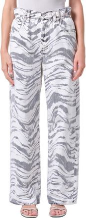 A Gold E Lyonne Print Wide Leg Jeans in Quiver Black at Nordstrom, Size 23